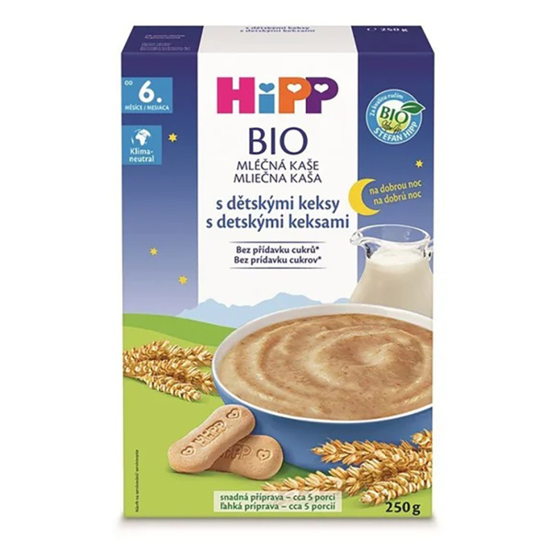 HIPP Mléčná kaše na dobrou noc s dětskými keksy BIO 250 g