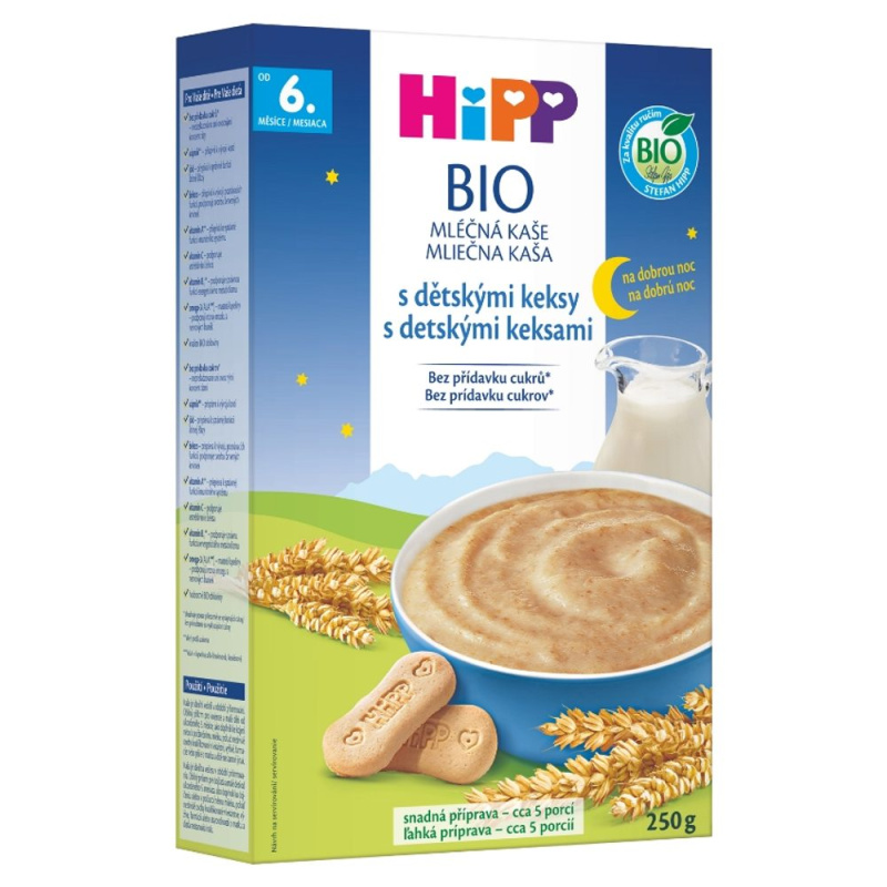 HIPP Mléčná kaše na dobrou noc s dětskými keksy BIO 250 g