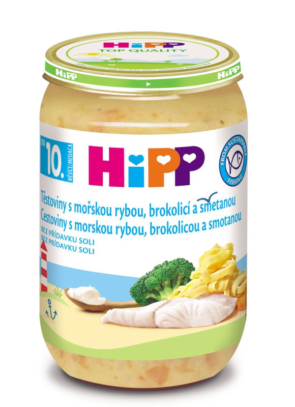HIPP Těstoviny s mořskou rybou brokolicí a smetanou BIO 220 g