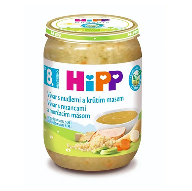 HIPP Polévka vývar s nudlemi a krůtím masem BIO 190 g