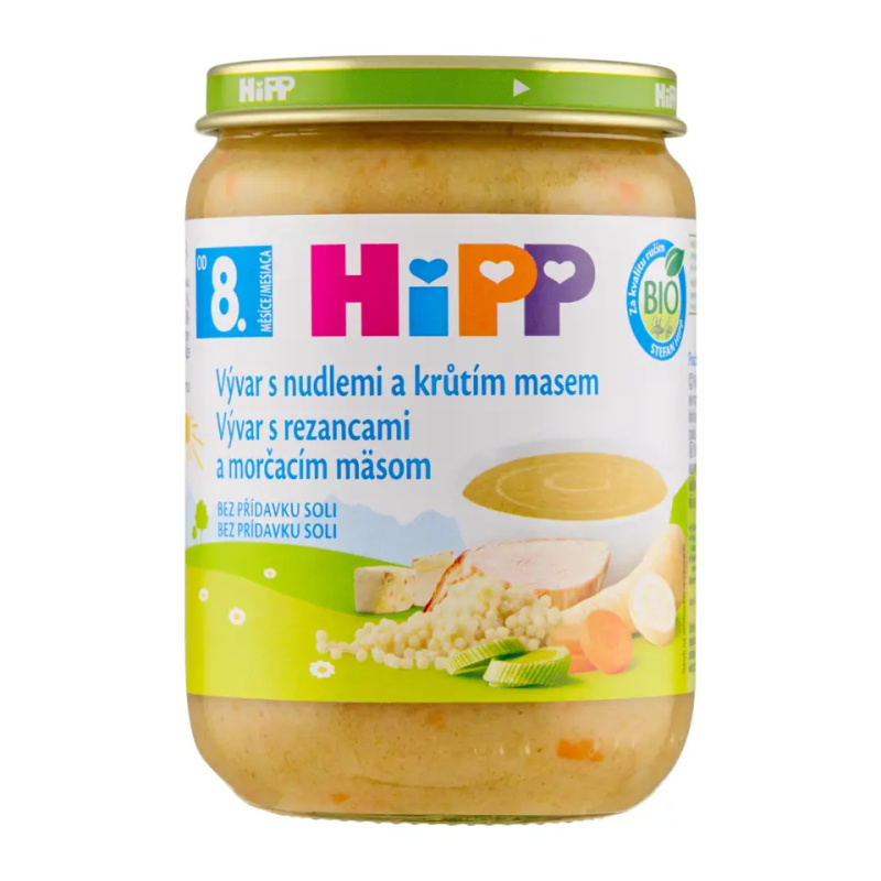 HIPP Polévka vývar s nudlemi a krůtím masem BIO 190 g