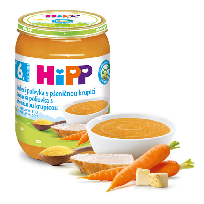 HIPP Polévka kuřecí s pšeničnou krupicí BIO 190 g
