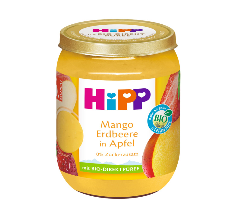 HIPP Jablka s mangem a jahodami BIO 160 g