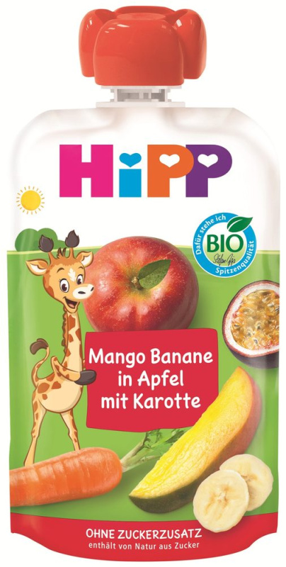 HiPP BIO Kapsička jablko, banán, mango a mrkev