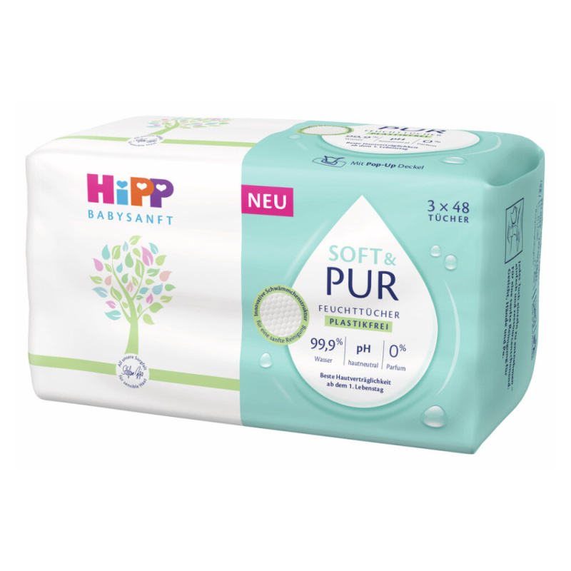 Hipp Soft & Pur vlhčené čisticí ubrousky pro děti od narození 3x48 ks