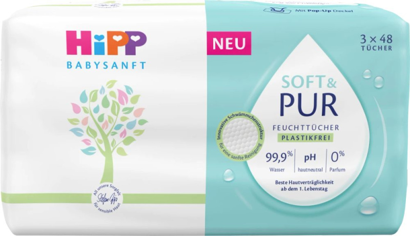 Hipp Soft & Pur vlhčené čisticí ubrousky pro děti od narození 3x48 ks