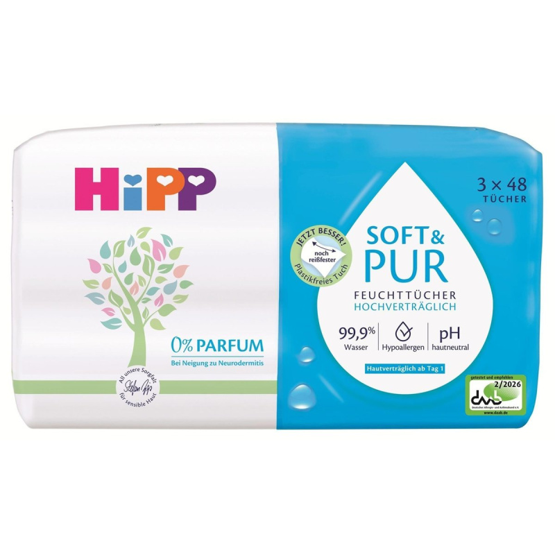Hipp Soft & Pur vlhčené čisticí ubrousky pro děti od narození 3x48 ks