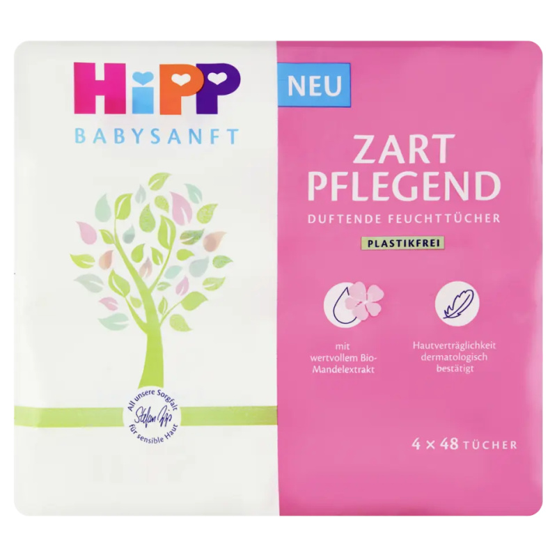 Hipp Babysanft vlhčené ubrousky pro miminka a děti 4x48 ks