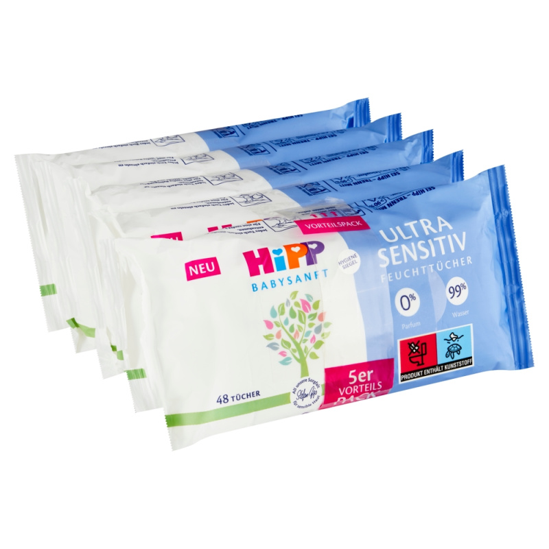 Hipp Babysanft Ultra Sensitive vlhčené ubrousky pro děti 5x48 ks