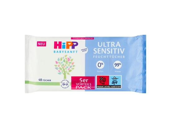 Hipp Babysanft Ultra Sensitive vlhčené ubrousky pro děti 5x48 ks