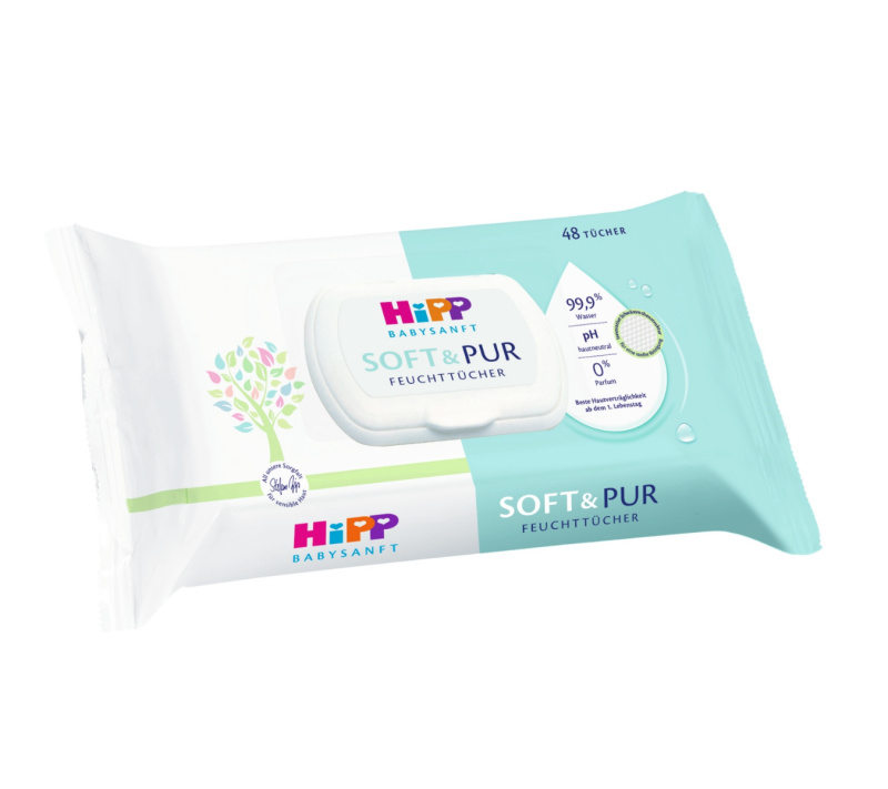 Hipp Soft & Pur vlhčené čisticí ubrousky pro děti od narození 48 ks