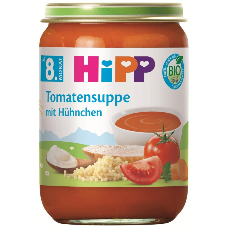 Hipp BIO Rajčatová polévka s nudlemi a kuřecím masem 190 g