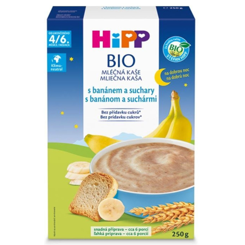 HiPP BIO Kaše na dobrou noc s banánem a suchary