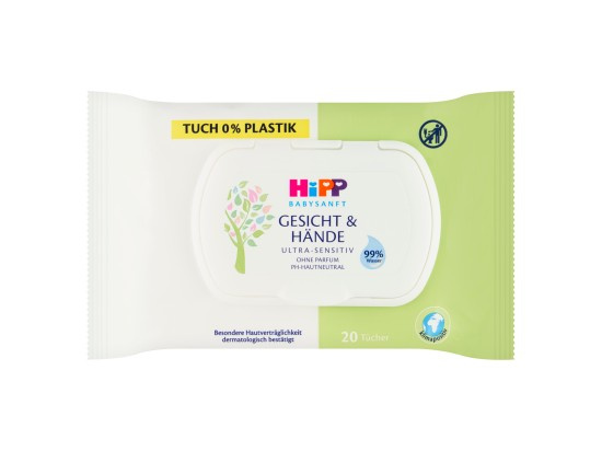 Hipp Babysanft Face & Hands vlhčené čisticí ubrousky pro děti od narození 20 ks