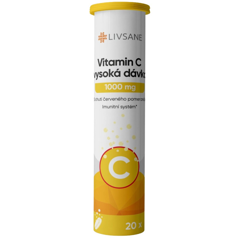 LIVSANE Vitamin C vysoká dávka 1000mg šumivé tablety červený pomeranč 20 ks