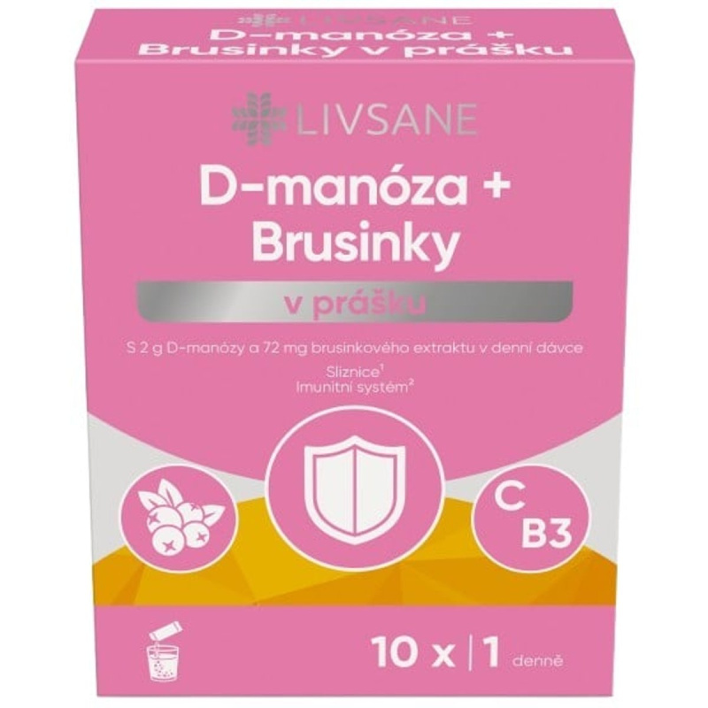 LIVSANE D-manóza+Brusinky v prášku 10x2.7g