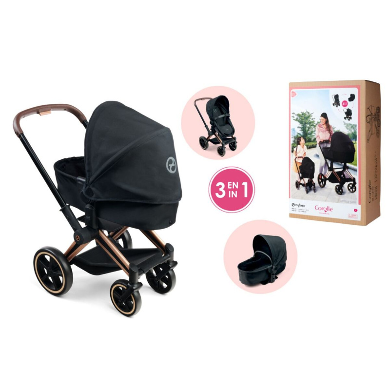Corolle Kočárek Cybex Black 3 v 1 pro panenky 36-42 cm