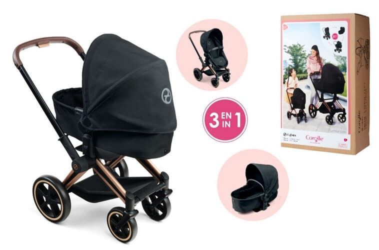 Corolle Kočárek Cybex Black 3 v 1 pro panenky 36-42 cm