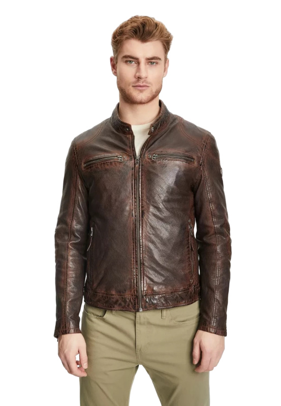 Pánská kožená bunda  GIPSY Jenno hnědá - L