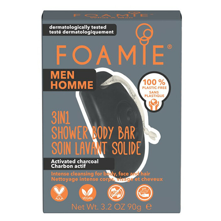 Foamie What A Man 3in1 Shower Body Bar syndet na obličej, tělo a vlasy pro muže 90 g