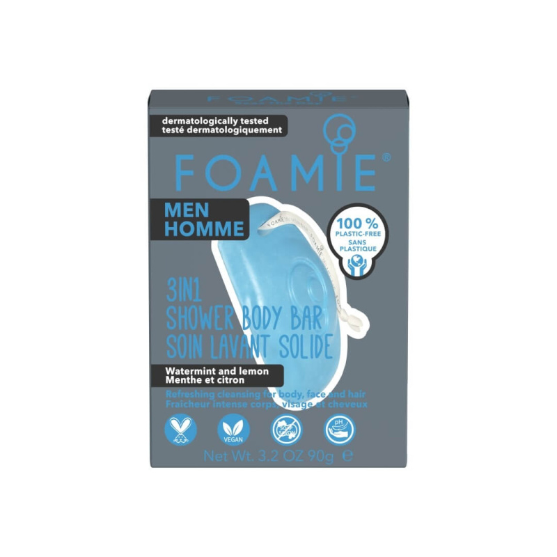 Foamie Seas The Day 3in1 Shower Body Bar For Men syndet pro muže 90 g