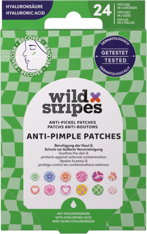 Wild Stripes Hydrokoloidní náplasti na akné s kyselinou hyaluronovou Groovy Protect (Anti-Pimple Patches) 24 ks