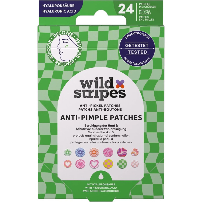 Wild Stripes Hydrokoloidní náplasti na akné s kyselinou hyaluronovou Groovy Protect (Anti-Pimple Patches) 24 ks