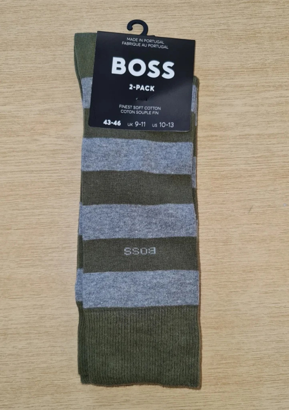 PÁNSKÉ PONOŽKY BOSS 50467712 2PACK Barva: Zelená, Velikost: 39/42