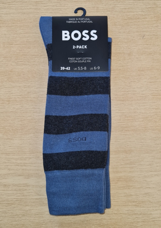 PÁNSKÉ PONOŽKY BOSS 50467712 2PACK Barva: Modrá, Velikost: 39/42