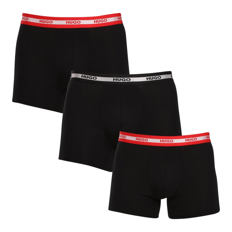 3PACK pánské boxerky HUGO černé (50520475 962) M, trenky / trenýrky