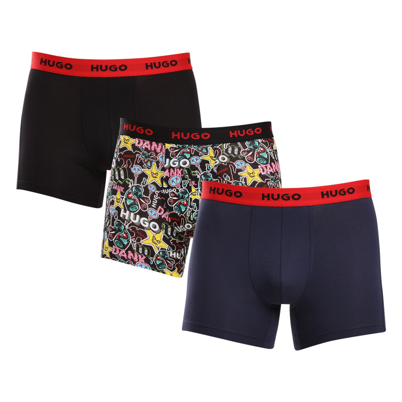 3PACK pánské boxerky HUGO vícebarevné (50517887 979) XXL, trenky / trenýrky