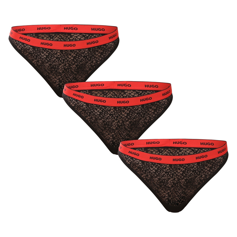 3PACK dámská tanga HUGO černé (50535265 002) S