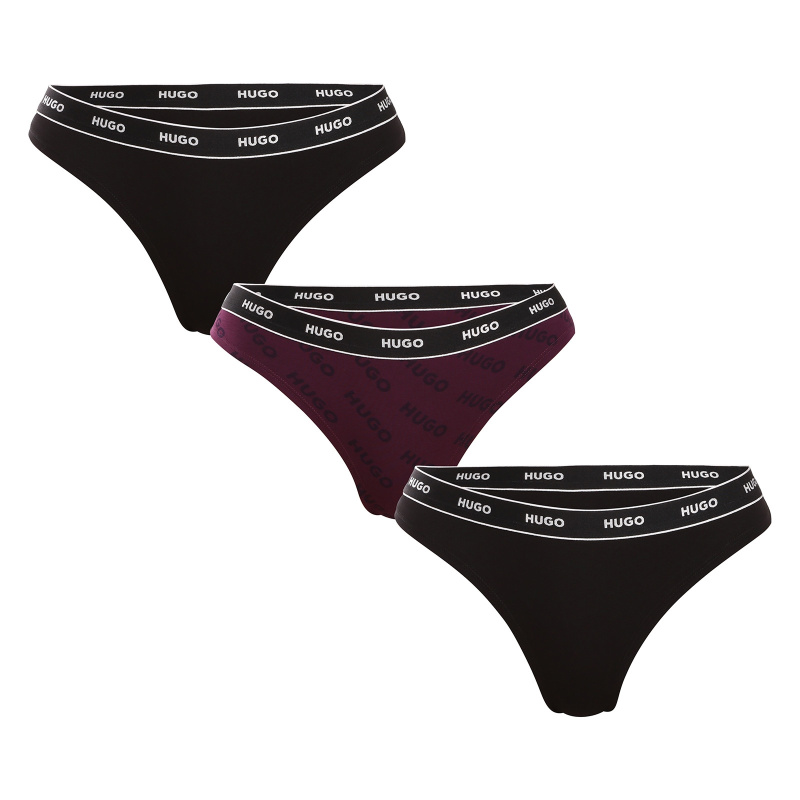 3PACK dámská tanga HUGO vícebarevná (50495870 520) XXL