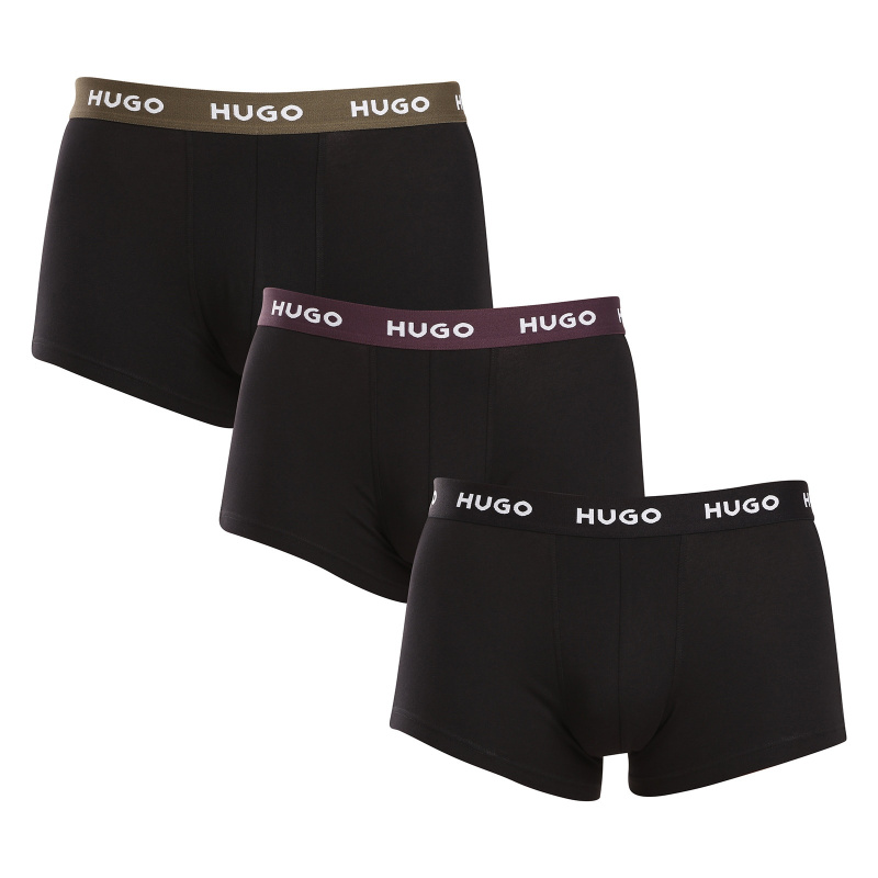 3PACK pánské boxerky HUGO černé (50517878 988) M, trenky / trenýrky