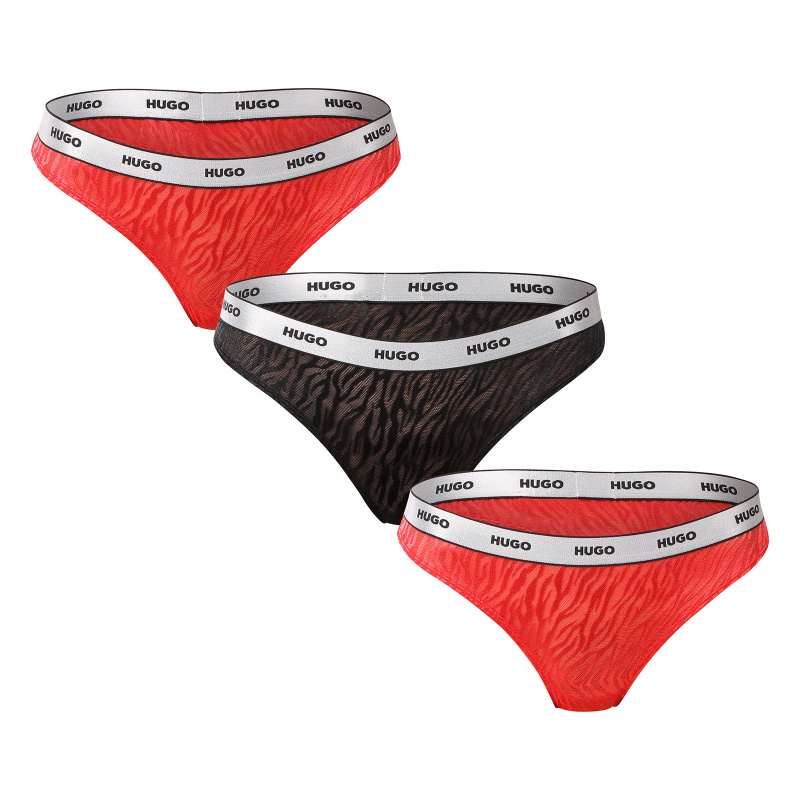 3PACK dámská tanga HUGO vícebarevná (50527213 962) XL