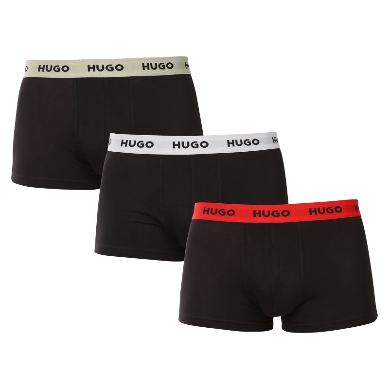 3PACK pánské boxerky HUGO černé (50532611 977) M, trenky / trenýrky