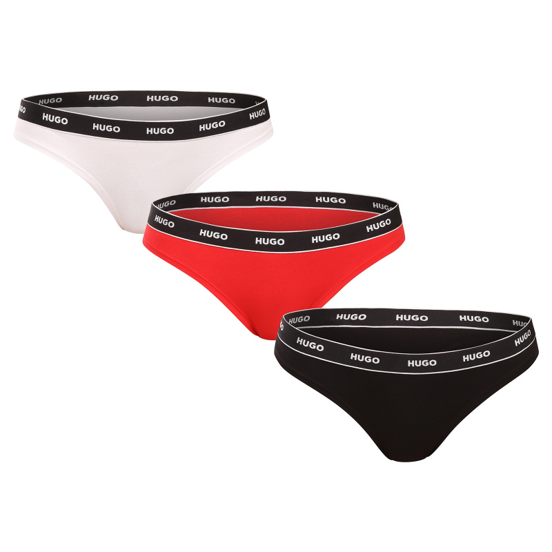 3PACK dámská tanga HUGO vícebarevná (50545680 968) M