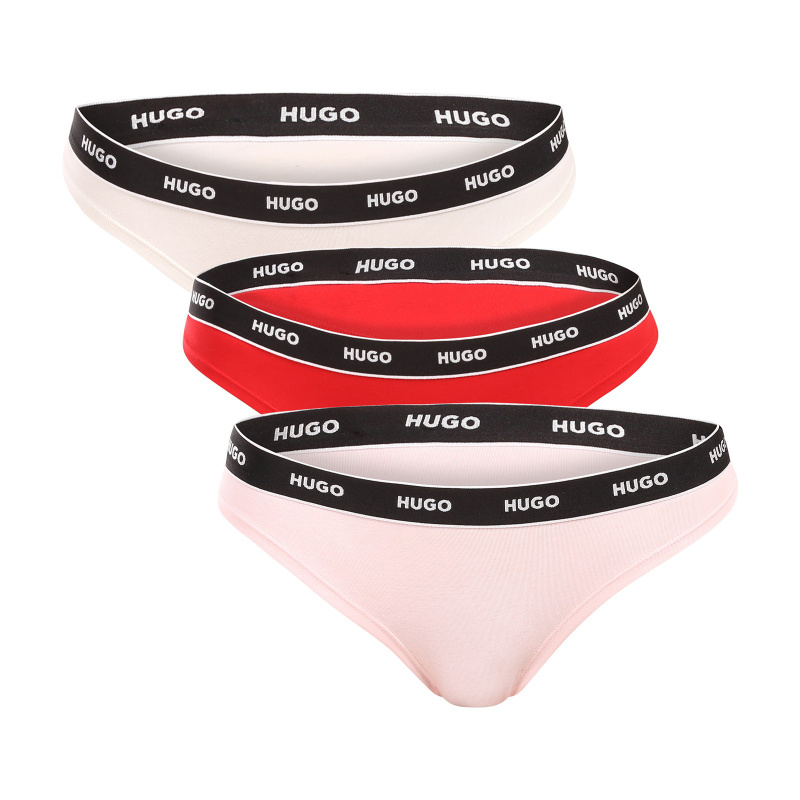 3PACK dámská tanga HUGO vícebarevná (50545680 965) XL