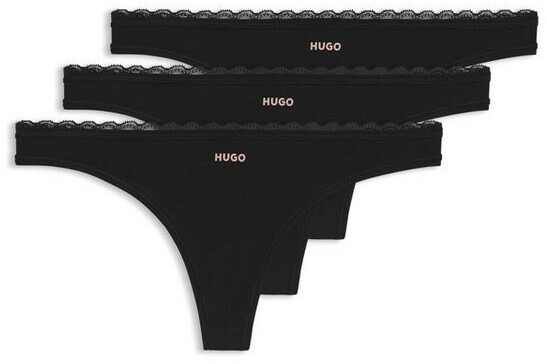 3PACK dámská tanga HUGO černá S