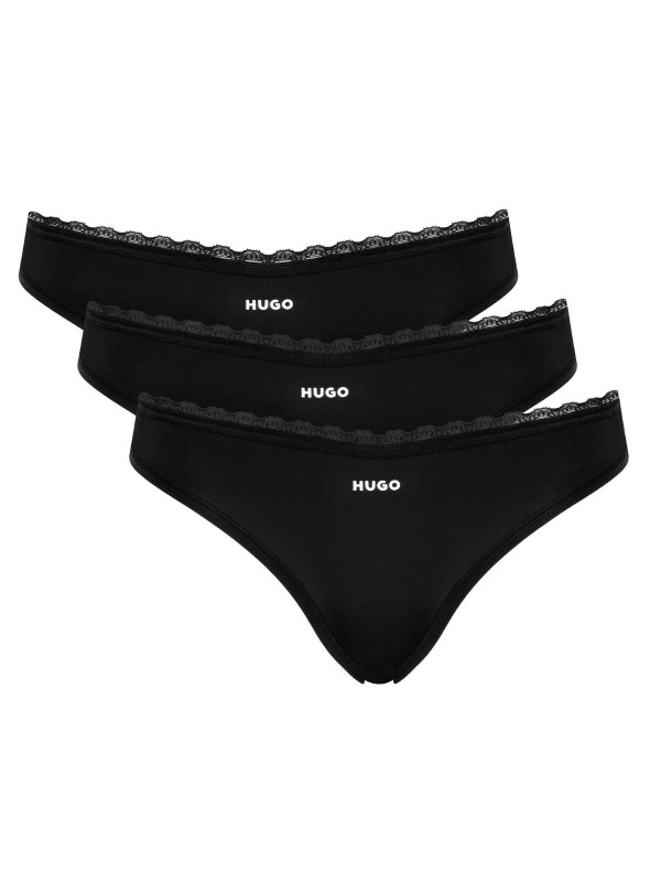 3PACK dámské kalhotky HUGO černé S