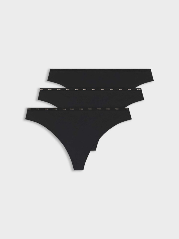 3PACK dámská tanga BOSS černá M