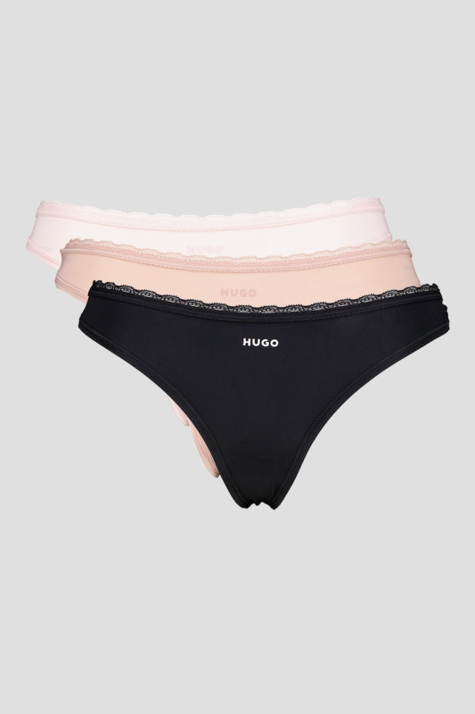 3PACK dámská tanga HUGO vícebarevná XL