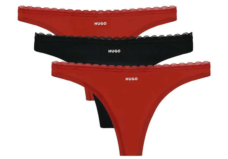 3PACK dámská tanga HUGO vícebarevná XL