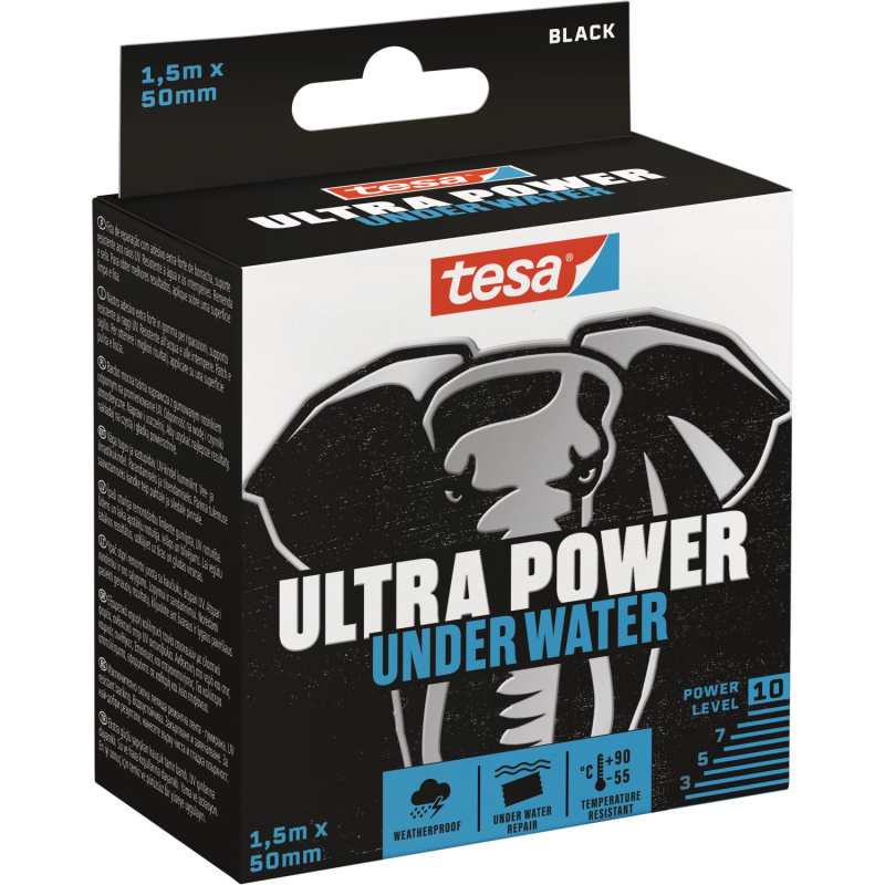 tesa Opravná páska Ultra Power UNDER WATER, černá, 1,5 m x 50 mm