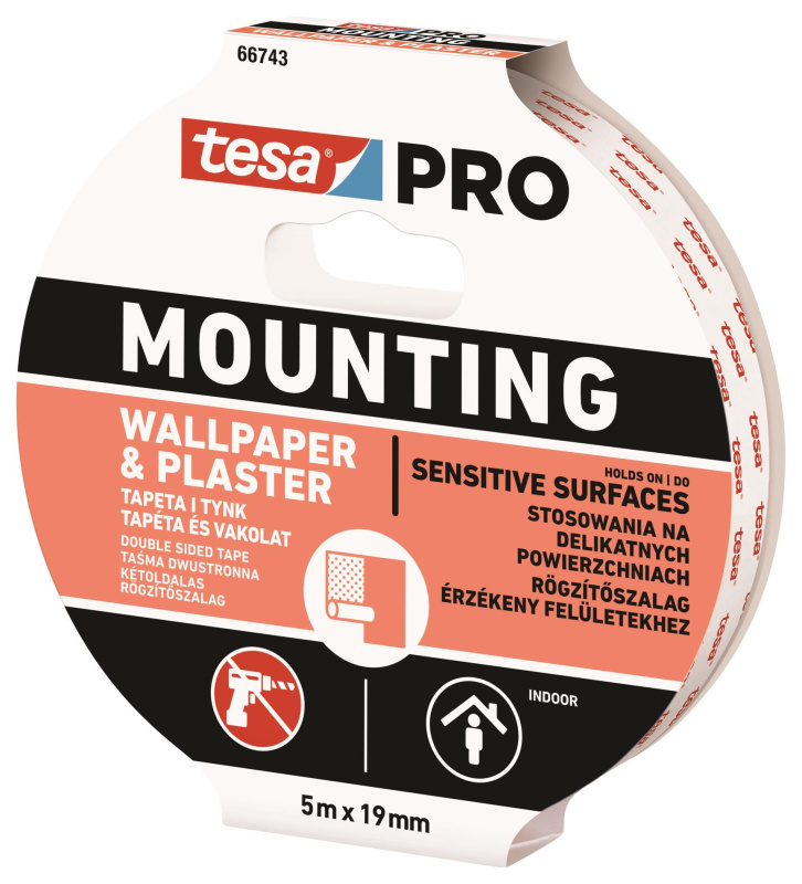 Montážní páska Tesa PRO - oboustranná, na tapety, 19 mm x 5 m
