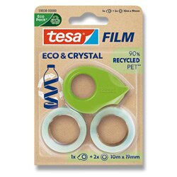 Tesa Eco & Crystal - transparentní samolepicí páska s odvíječem - 19 mm x 10 m, 2 ks
