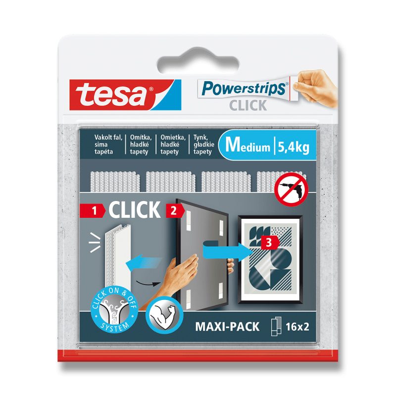 Tesa® Powerstrips CLICK Medium - proužky - 8 x 2 ks