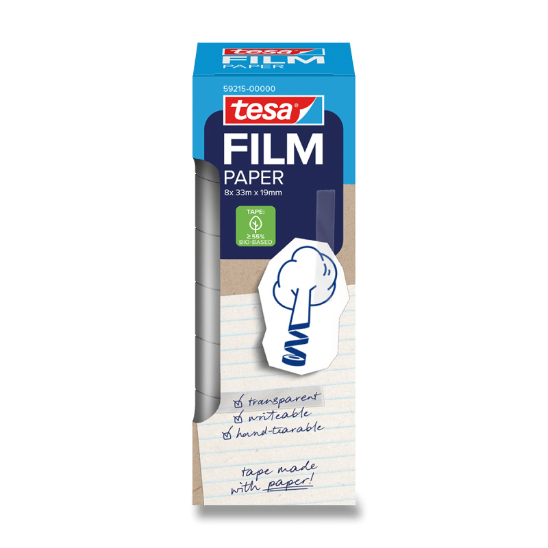 Tesafilm® Paper - transparentní papírová lepicí páska - 19 mm x 33 m, 8 ks