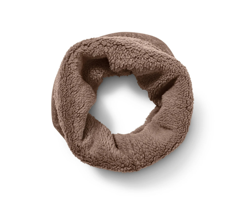Kruhová šála z pleteného fleecu, hnědá