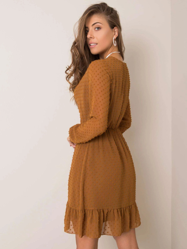 Šaty D50040F30259A světle hnědé M